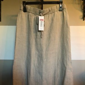 New Eileen Fisher heavy organic linen beige skirt